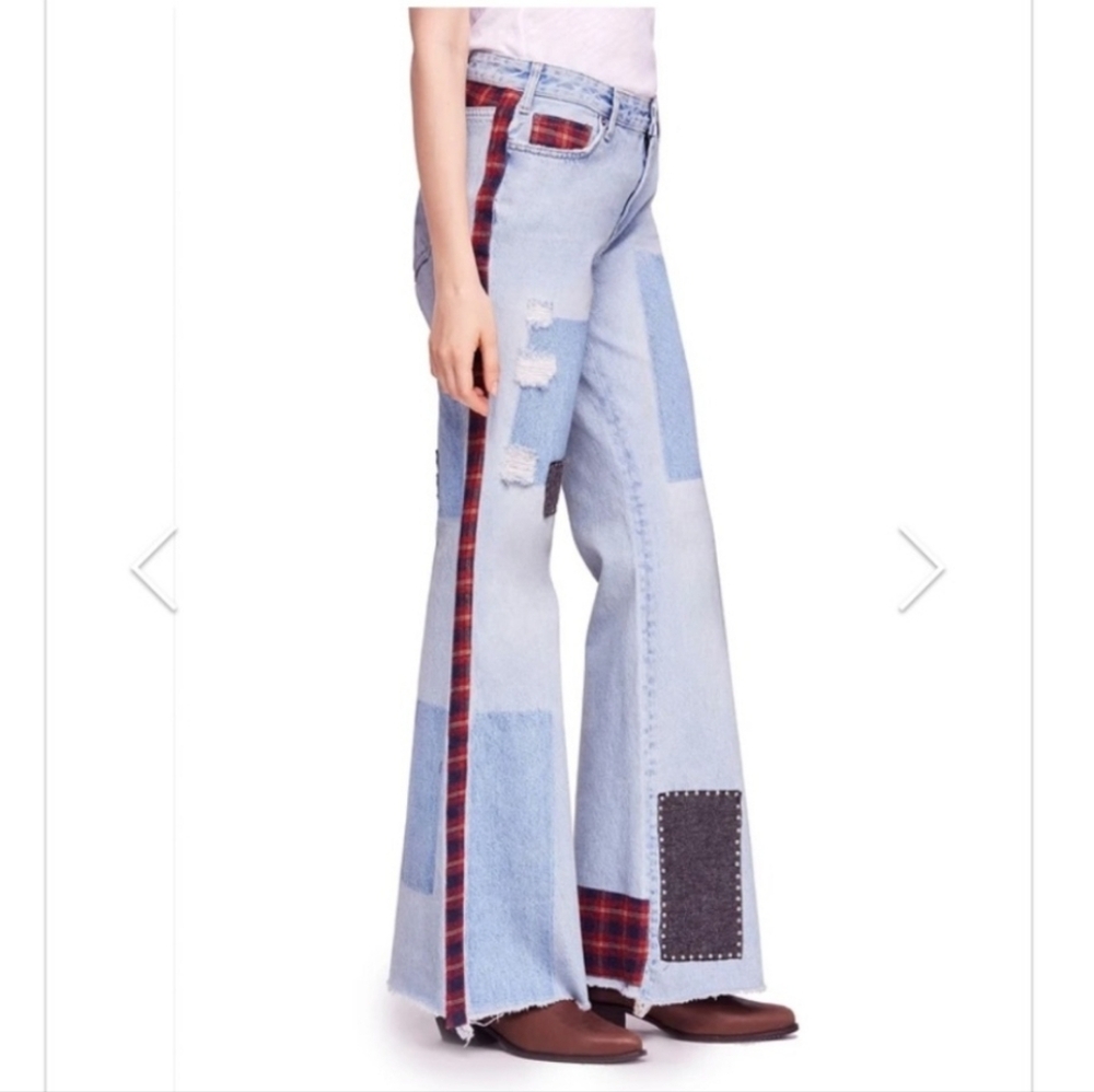 Free People We The Free Patchwork Flare Jeans - Picture 2 of 12
